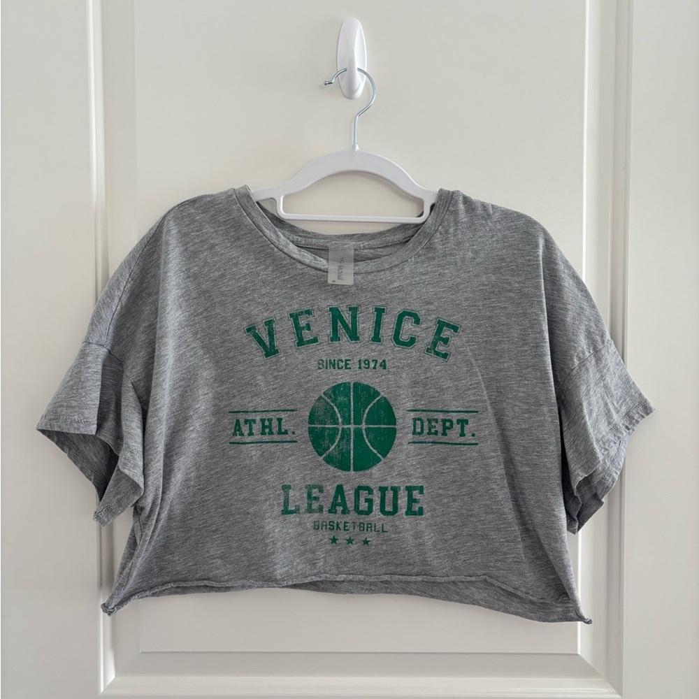 Altar’d State Revival Gray Venice League Cropped T-Shirt